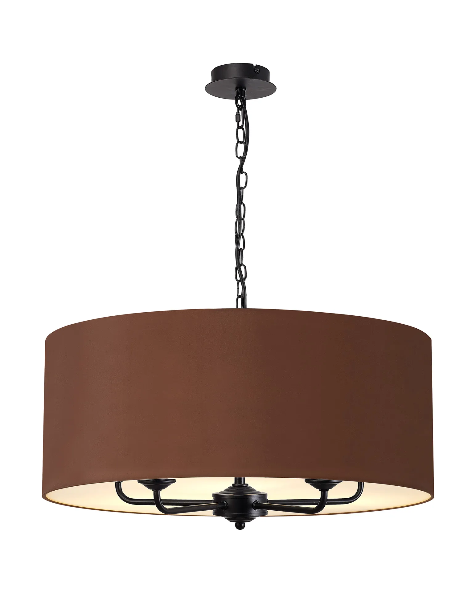 DK1050  Banyan 60cm 5 Light Pendant Matt Black; Raw Cocoa